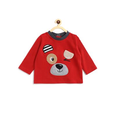 Boys Medium Red Long Sleeve Cotton T-Shirt